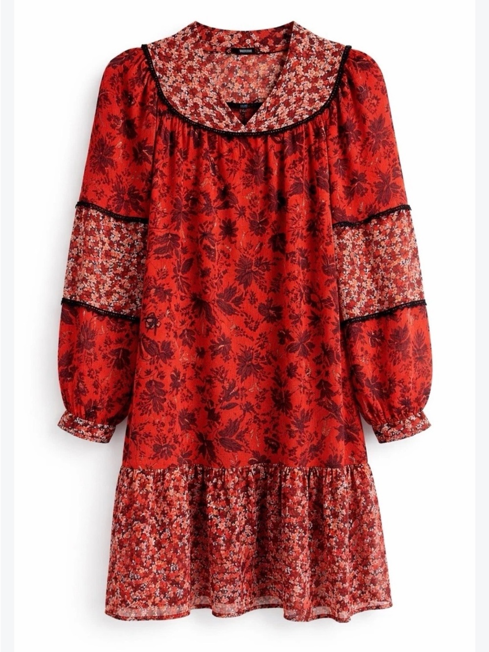 Zara Rust Red Floral Mini Dress